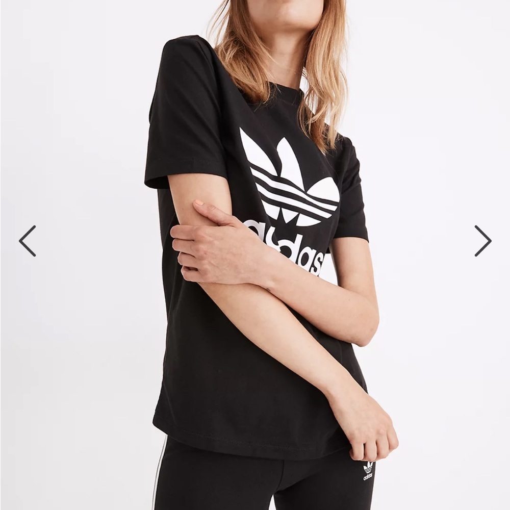 New Adidas Originals Trefoil Tee shirt top black logo short sleeve active medium - Picture 4 of 4